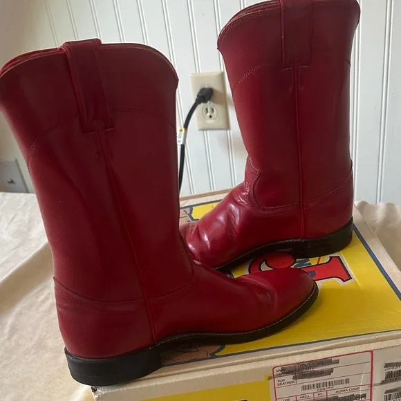 Justin Red Leather Women's Boots - Picture 5 of 7